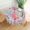 Table Cloth Rustic Bird Floral Pattern Print Home Kitchen Living Room Dustproof Round Tablecloth Outdoor Holiday Dinner Party Decoration