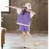 女の子の夏のゆるい薄い換気2pcs半袖ティパンツスーツ韓国スタイル