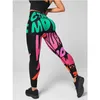 Leggings femminili leggings con stampa graffiti Donne leggings senza cuciture Fitness High Witness Pantaloni dell'anca Sollettini sportivi elastici Y240508