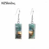 Boucles d'oreilles en peluche 2024 Big Wave Rectangular Earring Love Ocean Fish Crochet Beau paysage en verre dôme bijoux