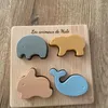 Party Favor Personalized Animal Puzzle for Children Montessori Toy Cartoon 3D Wood Silicone Jigsaw Set Toys