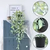 Decorative Flowers Artificial Hanging Plants Faux Potted Greenery Eucalyptus Vine Fake Bamboo Leaves Pea Pods Home Wall Shelf Indoor Decor