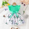 Robes de fille Robe pour enfants 6-36 mois manches à volants en coton mignon robes formelles princesse de fonte de papillon floral pour nouveau-né girll2405
