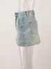 スカートヴィンテージトレンディな女性のハイウエストラップヒップデニム2024サマーファッションポケットA-Line Mini Skirt女性CPG1404