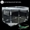 Transparent Reptile Animal Insect Pet Breathable Feeding Plastic Box Hamster Frog Snake Escape-Proof Cage Turtle Lizard Silkworm 240506