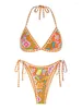 Menas de banho feminina Zaful Etnic Paisley Swimsed Swimsed for Women Bikini Set Whip Stitch Strit