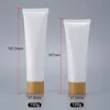 Lege witte plastic squeeze buizen fles cosmetische crème potten navulbare reis lippenbalsem container met bamboe cap pkaip jekie