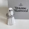 Дизайнер Westwoods Little Saturn Full Diamond Ring Feminine Elegance High Sense Stacked Маленькая планета Подарок для пальца для лучшего друга гвоздь