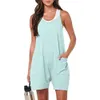 One Piece Jumpsuit For Woman Summer Sexy Sleeveless Romper Playsuit New Casual Pocket Sling Knitted Shorts Jumpsuits Backband Pants Women