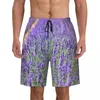 Shorts pour hommes Lavande Field Board Summer Purple Flower Imprimé Y2K Retro Beach Men Sports Dry Custom Dry Custom Diy Trunks