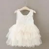 Vestidos de menina vestido de verão para meninas 2-6 anos de renda sem renda para crianças Princesa Tutu Infant Baptism White Elegante Casamentos Vestido