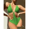 Women'S Swimwear Womens Ring Linked Cut Out One Piece Swimsuit 2023 Sexy Chain Monokini Bathing Suit May Female Solid Bodysuit Drop Dhzul