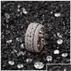 Parringar Parringar Rotertable Cuban Ring Fashion Hip Hop Jewelry Mens Gold Sier High Quality Diamond Iced Out Drop Delivery DHGA DHGIL