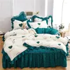 Bedding Sets Love Duvet Cover Set For Lovers Plant Cashmere Bed Skirt 4PCS Thick Sanding Korean Princess Style Double