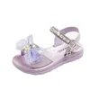 Girls Sandals Beach shoes Summer Sweet Princess Kids Fashion Solid Children Soft s Flower Shine Party Shoes 240506