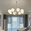 Luz de pendente de vidro nórdico LED moderna LED branca Lâmpada pendurada para sala de jantar quarto de decoração interna decoração de decoração interna