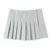Short féminin Trafza High Waist Pleed A-Line Jupe Side Zipper Casual 2024 Summer Grey Wide Y2k