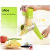 Fruit Vegetable Tools Mtifunction Chopper 3-In-1 Round Mandolin Shredder Manual Potato Carrot Cheese Graters Kitchen Accessories D Dhi9C