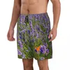 Shorts pour hommes Lavande Field Board Summer Purple Flower Imprimé Y2K Retro Beach Men Sports Dry Custom Dry Custom Diy Trunks