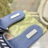 Top Designers Sandals Luxury Vintage Slippers Light Blue Beach Womens Casual Flat Shoes Summer Fall Mules Script Denim Slide Sandal Size 35-41
