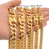 Cuba Chains gold faucet buckle stainless steel titanium steel density 8mm/10mm/12mm/14mm/16mm Miami Cuban Link Chains Stainless Steel Mens Gold Chains