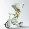 Strollers# Childrens Tricycle Multifunction Folding Baby Stroller Three Wheel Bidirectional Pram for Kids Trolley Carriage H240514