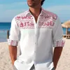 Hawaiian Beach Shirt Mens Wzór kwiat szczotkowany żółty niebieski zielony lekki światło na zewnątrz długi rękawowy street street casual noszenie 240514