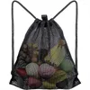 Storage Bags 1Pc Black Nylon Mesh Drawstring Pouch Bag Stuff Sack Multipurpose Home Outdoor Travel Laundry For Beach Gear