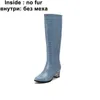 Boots Sky Blue High Heel Knee-High Riding Boot Slip-On Ladies Black Brown Shoes Hiver 32-43 Chic