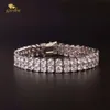 Designer 2 rangées VVS Bracelet de tennis Moisanite Femmes hommes Bijoux plaqué or blanc 0.1CT Diamond Iced Out Bracelet Couple Cadeau