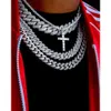 Compre jóias por atacado 3 linhas pontuadas de prata esterlina personalizada VVS Moissanite Diamond Cuban Chain for Mens