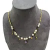 20pcs/lot Freshwater pearl titanium pendant necklace for Women natural stone panels handmade