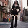 Saias rororiri gótico preto renda de renda mini-saia feminina anéis de zíper de zíper de retalhos de retalhos bolo de bolo fofy steampunk roupas para steampunk roupas