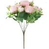 Dekorativa blommor 5spring pioner med knoppar simulerade rosor heminredning bröllopshall