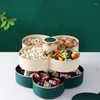 Assiettes à 360 degrés Rotation Snack avec couverture chinoise créative Nut Nut Candy Cake Plats Gourmet Fruit Table Voleille
