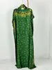 Ethnic Clothing Women's Plus Size Print Maxi Kaftan Dress Modest Crew Neck Short Sleeve With Hijab