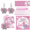 Party Favor 30st Keyring Set inklusive Elephant Keychains Organza Drawstring Påsar Tack Taggar Baby Shower Favors Gäster Return Gifts