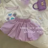 Kleidungssets 2024 Baby Girls Summer Set New Kids Girl Purple Shorts +Top Childrens Girl T-Shirt zweiteiliger Anzug