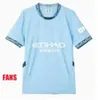 24 25 Haaland Soccer Jerseys Grealish Sterling Mans Cities Mahrez Fans Version Gk Kit de Bruyne Foden Football Shirt Kid Kit Uniform Purple Goaldecheepere