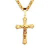 Pendant Necklaces Stainless Steel Catholic Crucifix Cross Necklace Long Rock Neckless Men Jewelry Gift Heavy Chain