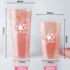 Disposable Cups Straws 50pcs High Quality Flower Tea Cup Frosted Transparent Milk Birthday Party Favors Juice Drinking With Lid