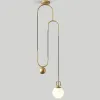 Modern Golden Glass Ball Pendant Lamps Fixture Lumtaire Lift Hanging Lights Bedroom Decoration Lighting Bedside Living Room