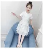 Robes de fille Internet célébrités filles robe d'été tendance 2024 Nouvelle version coréenne Childrens Big Childrens Robe d'été Girl Princess Robe Y240514