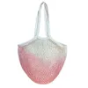 Handtasche Tasche Tie-Dye-Taschen Einkaufskäufer Mesh Net Net Net Wattewollbeutel Langer Griff wiederverwendbarer Obstbeutel Zuhause Gemüse Organizer