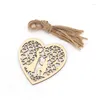 Decorative Figurines 10Pcs Hollow Heart Wooden Chips Hanging Decoration Love Mr&mrs Mini Natural Slice Pendent Wedding Wood Craft Supplies