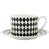 Tasses Bone China Coffee Mug tasse nordique Nordique Black and White Geométrique Geométrique Ceramic Tasses Original Breakfast Go