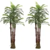 Decorative Flowers Pair Gorgeous 6 Feet Triple Tropical Palm Artificial Plant Tree With Standable Trunk Real Touch Technology UV Protection