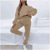 Pantalon de deux pièces pour femmes Fashion Suisse de sport solide Sports Sports Automne Hiver à manches longues O