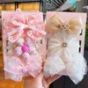 Hair Accessories 3Pcs/Set Baby Girls Headband Set Bow Knot Flower Elastic Headbands Newborn Kid Toddlers Headwear Hair Accessories Christmas Gift