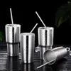 Engångskoppar Straws 10 Färger Metal Drinking Straw 4/8pcs återanvändbart 304 Rostfritt stål med borste för Juice Milk Bar Drinkware Accessory